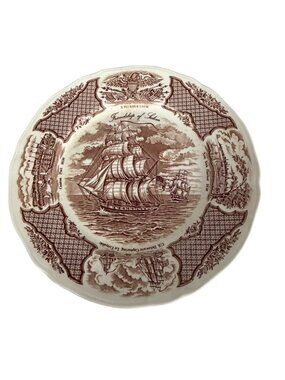 Alfred Meakin Fair Winds Friendship of Salem Brown Transferware Plate 10.5 Inch